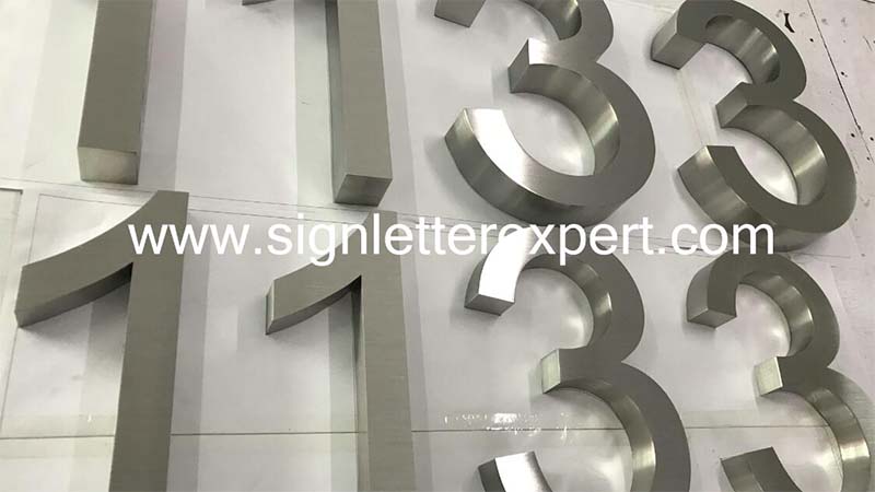 brushed stainless steel sign numbers (3)