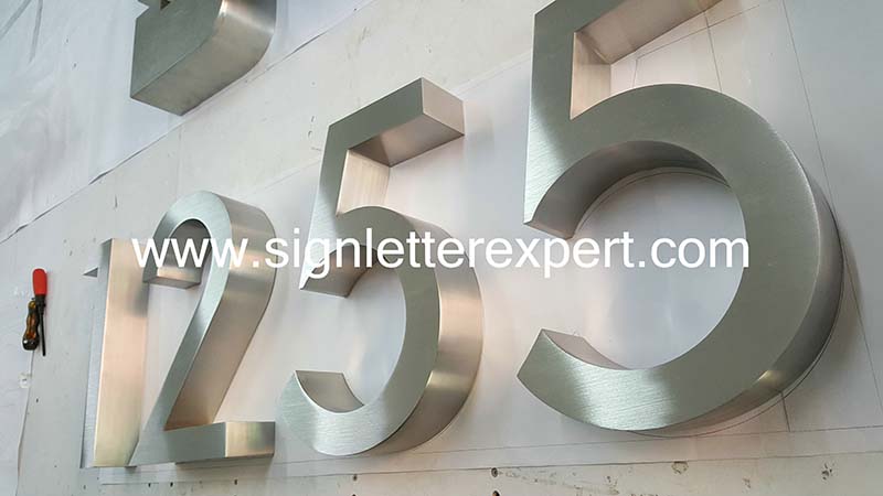 brushed stainless steel sign numbers (4)