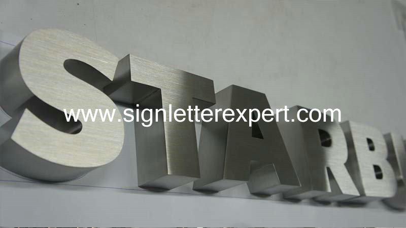 brushed stainless steel letter signs (3)