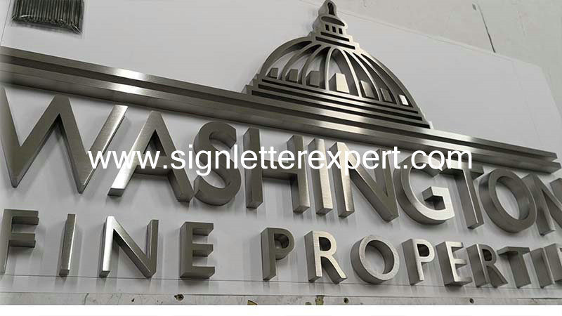 brushed stainless steel letter signs (6)