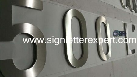 brushed stainless steel sign numbers (5)