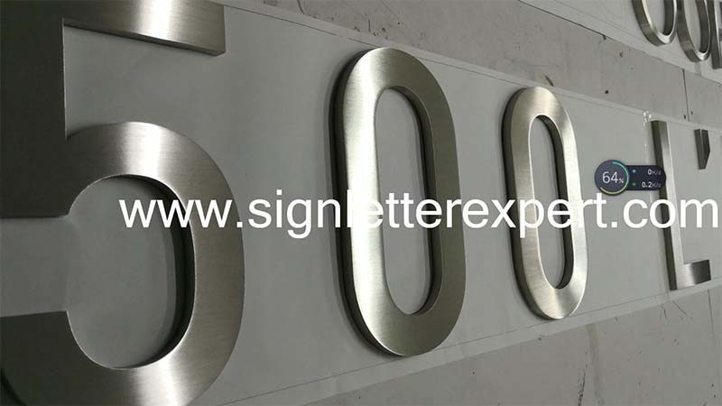 brushed stainless steel sign numbers (5)