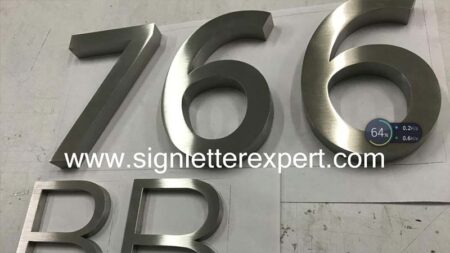 brushed stainless steel sign numbers (6)